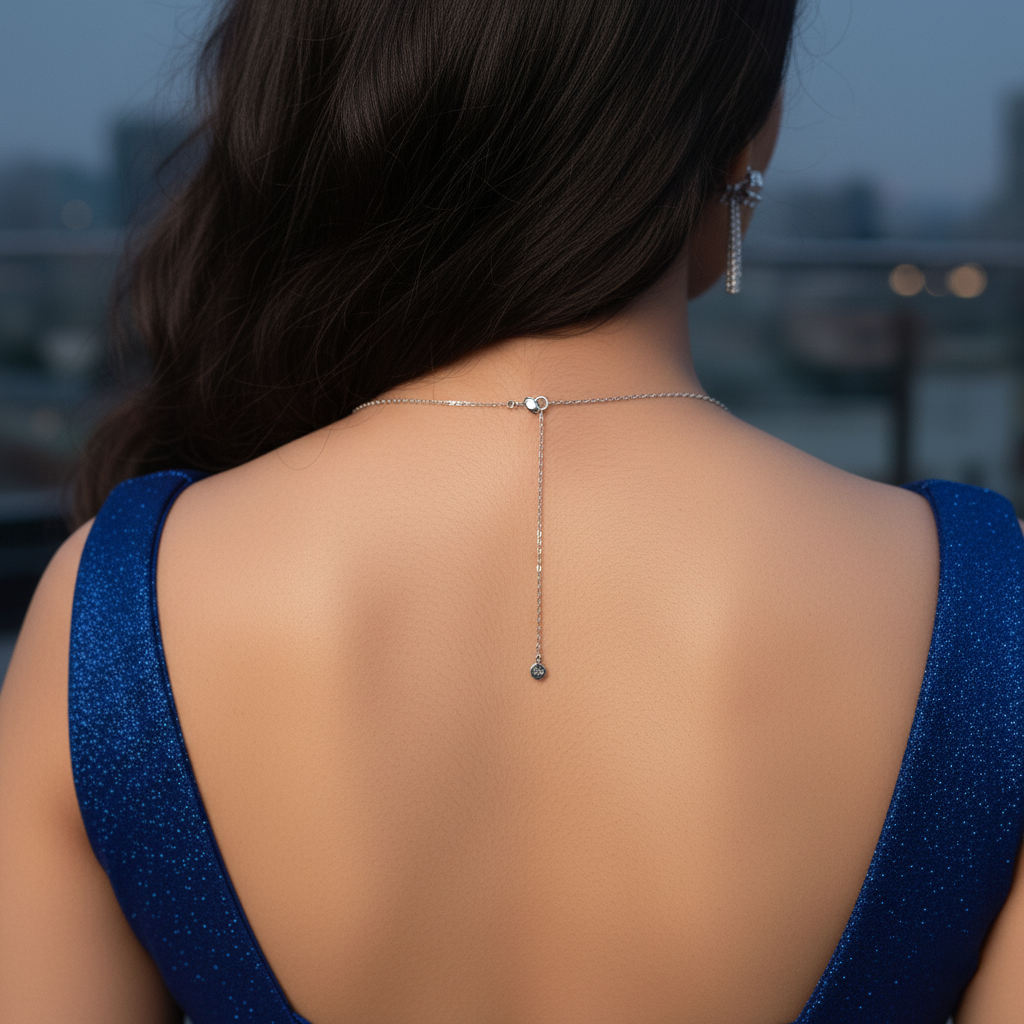 Manihaari Anti-Tarnish Silver AD-Studded Bow Necklace